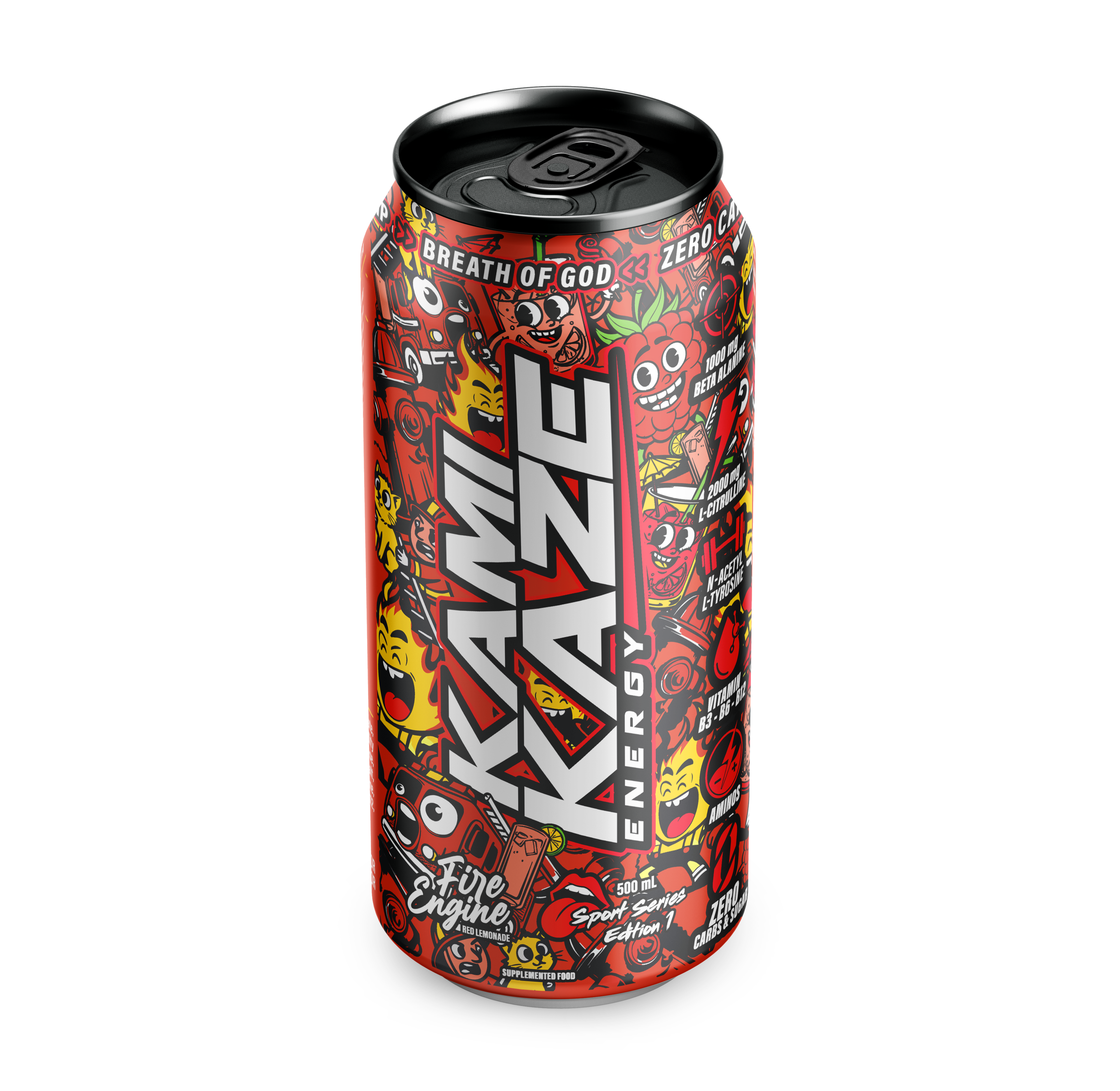 Fire Engine Raspberry Lemonade - Kamikaze Energy Can