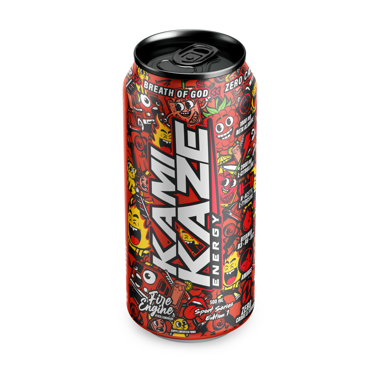 Fire Engine Raspberry Lemonade - Kamikaze Energy Can