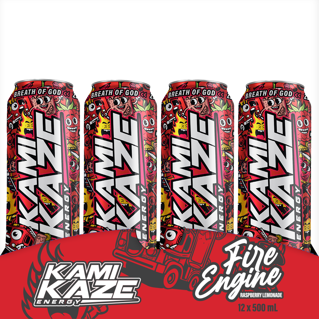 Fire Engine Raspberry Lemonade - Kamikaze Energy Can