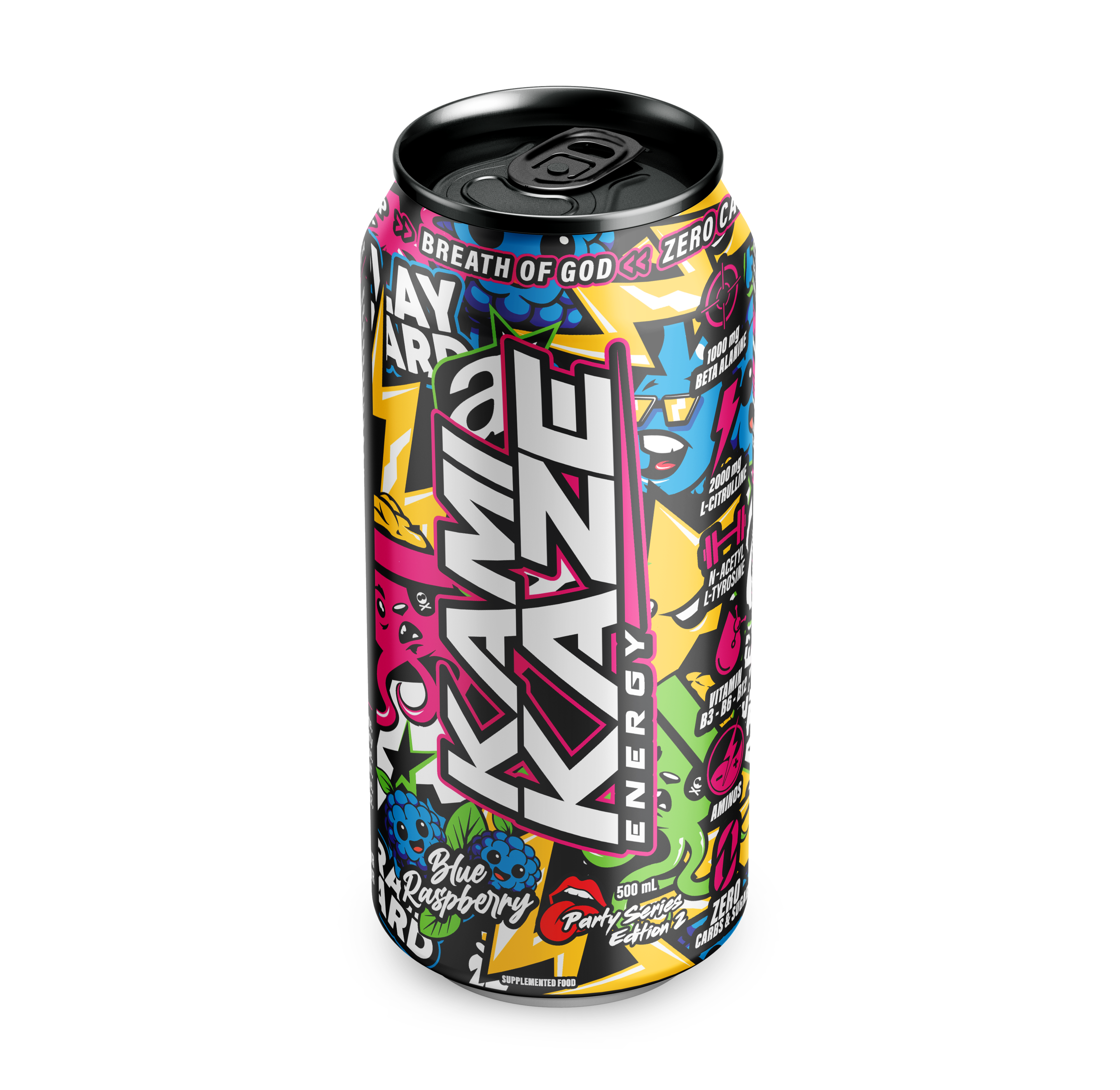 Blue Raspberry - Kamikaze Energy Drink Can